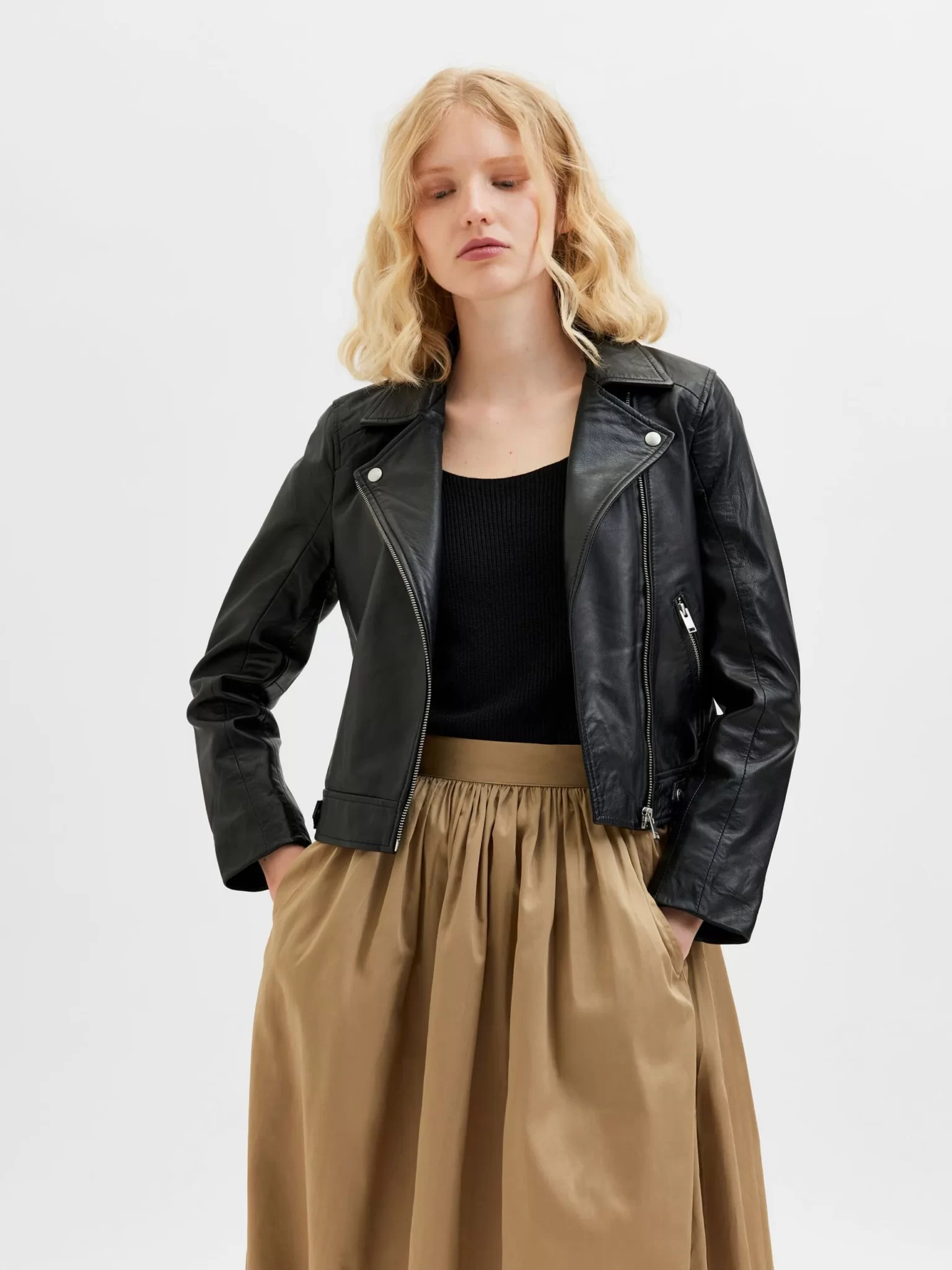 Janny Biker Leather Jacket Leather