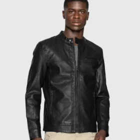 Grande Casual Slim Café Racer Black Jacket For Men's