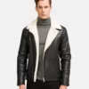 Leather Shearling Men black Jacket