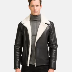 Men’s Moto Style Real Shearling Leather Jacket