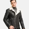 Leather Shearling Men black Jacket