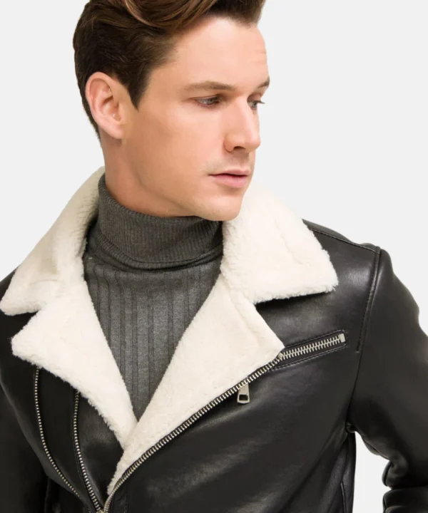 Leather Shearling Men black Jacket