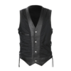 Mens Leather Moto Black Vest