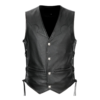 Mens Leather Moto Black Vest