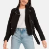 Women’s Rich Black Suede Biker Style Jacket