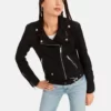 Women’s Rich Black Suede Biker Style Jacket