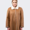 Long Woolen Shearling Leather Coat