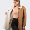 Long Woolen Shearling Leather Coat