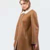 Long Woolen Shearling Leather Coat