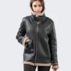 Maya Sheepskin Black Shearling Leather Jacket