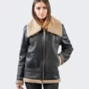 Maya Sheepskin Black Shearling Leather Jacket