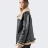 Maya Sheepskin Black Shearling Leather Jacket