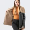 Maya Sheepskin Black Shearling Leather Jacket