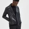 Men Black Leather Biker Jacket