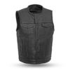 Men Black Leather Vest