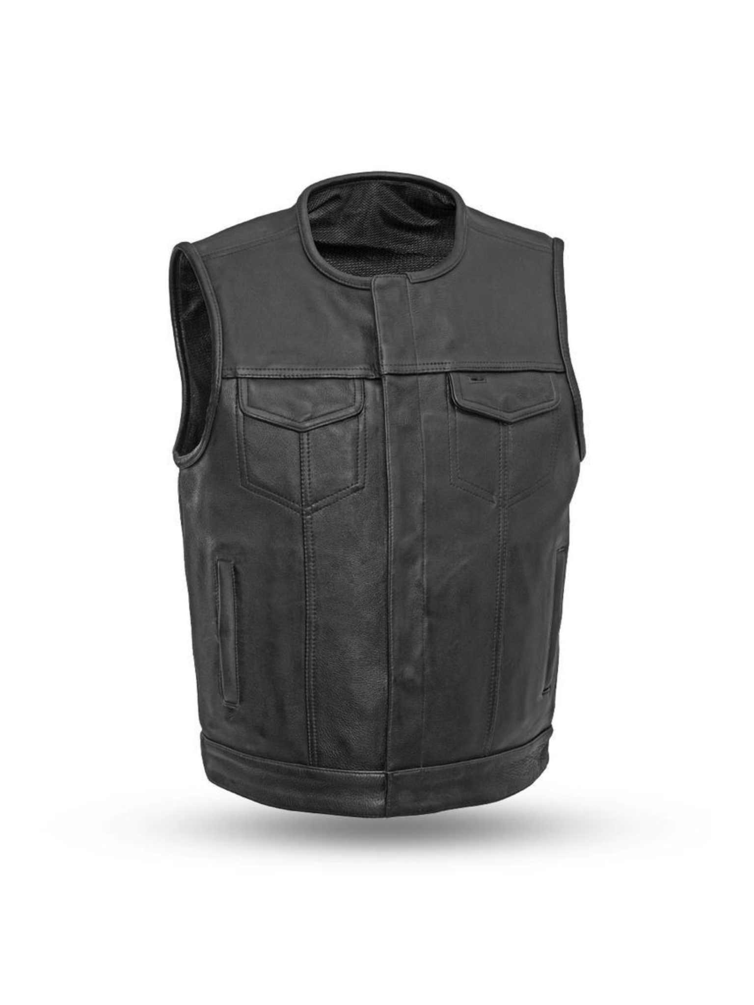 Men Black Leather Vest