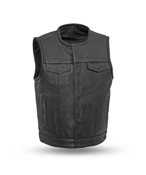 Men Black Leather Vest