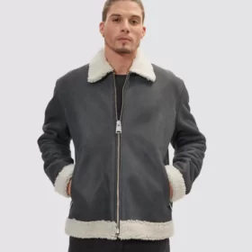 Men's Moto Sheepskin Shearling Leather Jacket