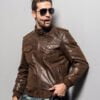 Mens Brown Bomber Leather Jacket