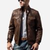 Mens Brown Boomber Leather Jacket