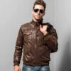 Mens Brown Boomber Leather Jacket