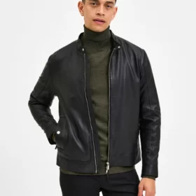 Jackmans Cafe Racer Black Leather Jacket