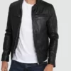 Mens Hooded Leather jacket