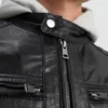 Mens Hooded Leather jacket