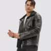 Mens Style Shearling Collar Leather Jacket