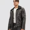 Mens Style Shearling Collar Leather Jacket