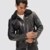 Mens Style Shearling Collar Leather Jacket