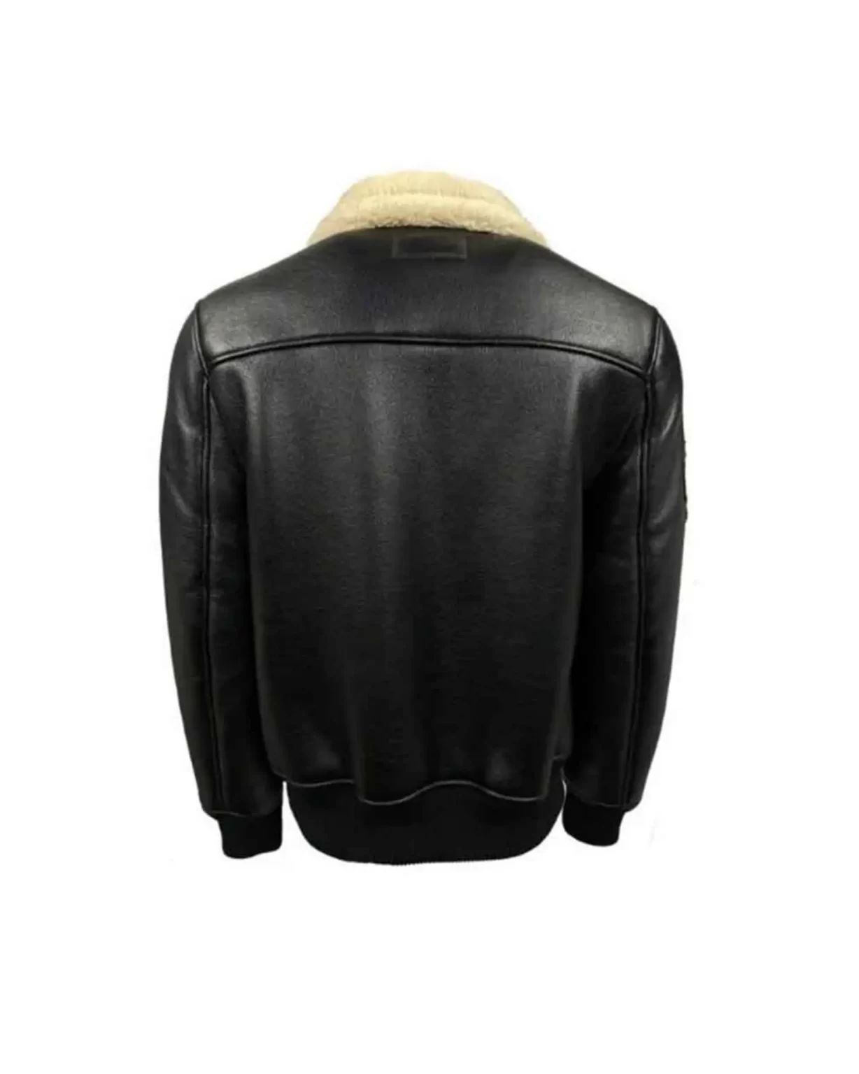 Mens Top Gun Shearling Black Leather Jacket