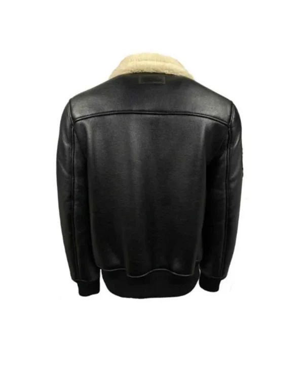 Mens Top Gun Shearling Black Leather Jacket