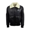 Mens Top Gun Shearling Black Leather Jacket