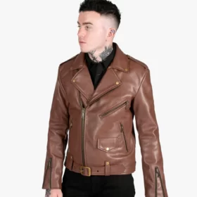 Men’s Brown Rockabilly Luxurious Double Rider Leather Jacket