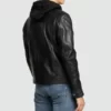 Nils Black Hooded Biker Jacket Back