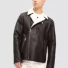 Oversized Mens Black Shearling Leather Jacket Leather