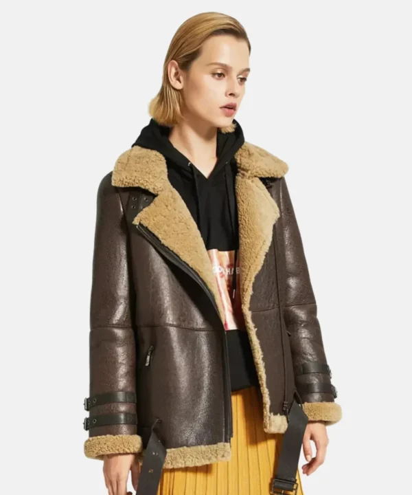 Sheepskin Real Shearling Leather Jacket For Women Leather