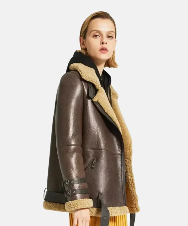 Sheepskin Real Shearling Leather Jacket For Women Leather