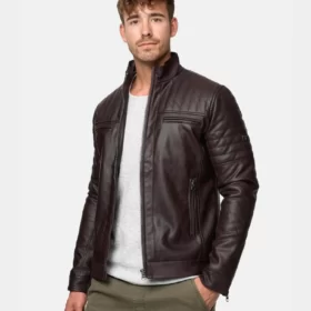 Men’s Jaguar Brown Leather Moto Jacket