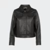 Women’s Classic Collar Trucker Leather Jacket