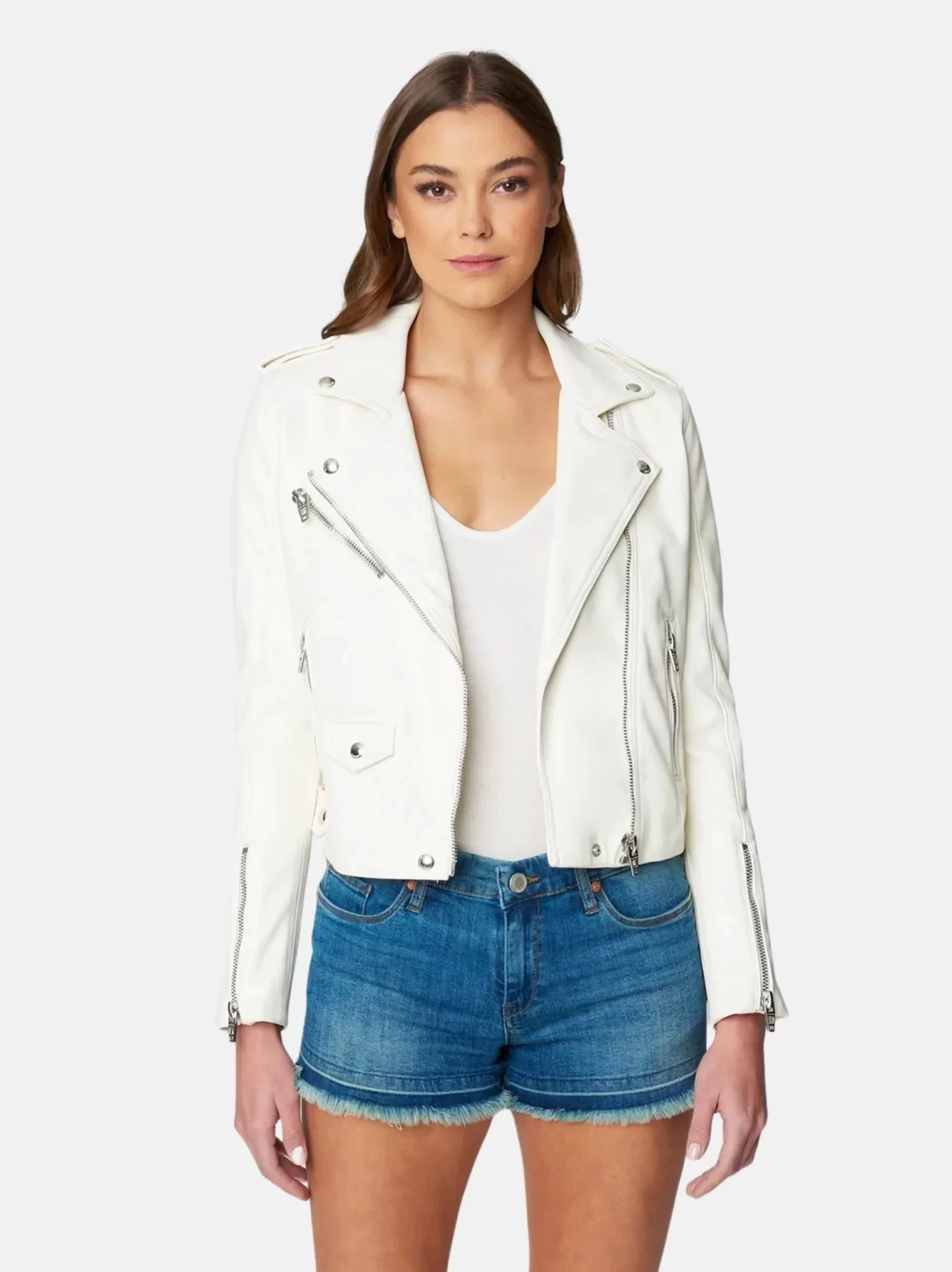 The Drop White Women Biker Style Leather jacket