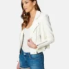 The Drop White Women Biker Style Leather jacket