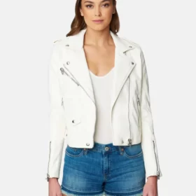 The Drop White Women’s Biker Style Leather Jacket