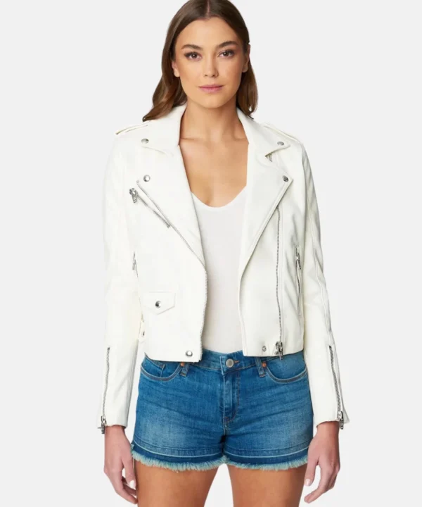 The Drop White Women Biker Style Leather jacket