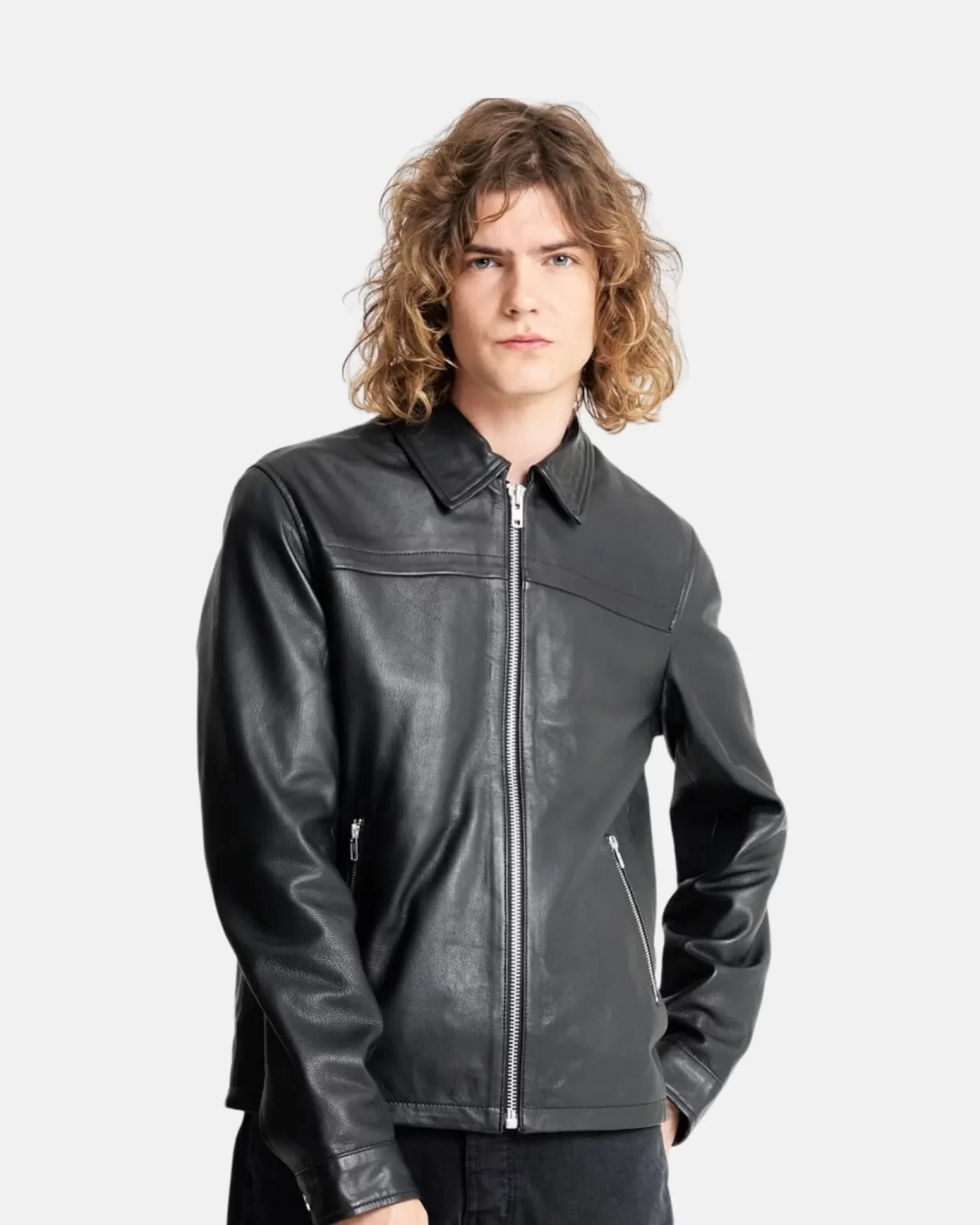 Mens Cowhide Longways Leather Blazer