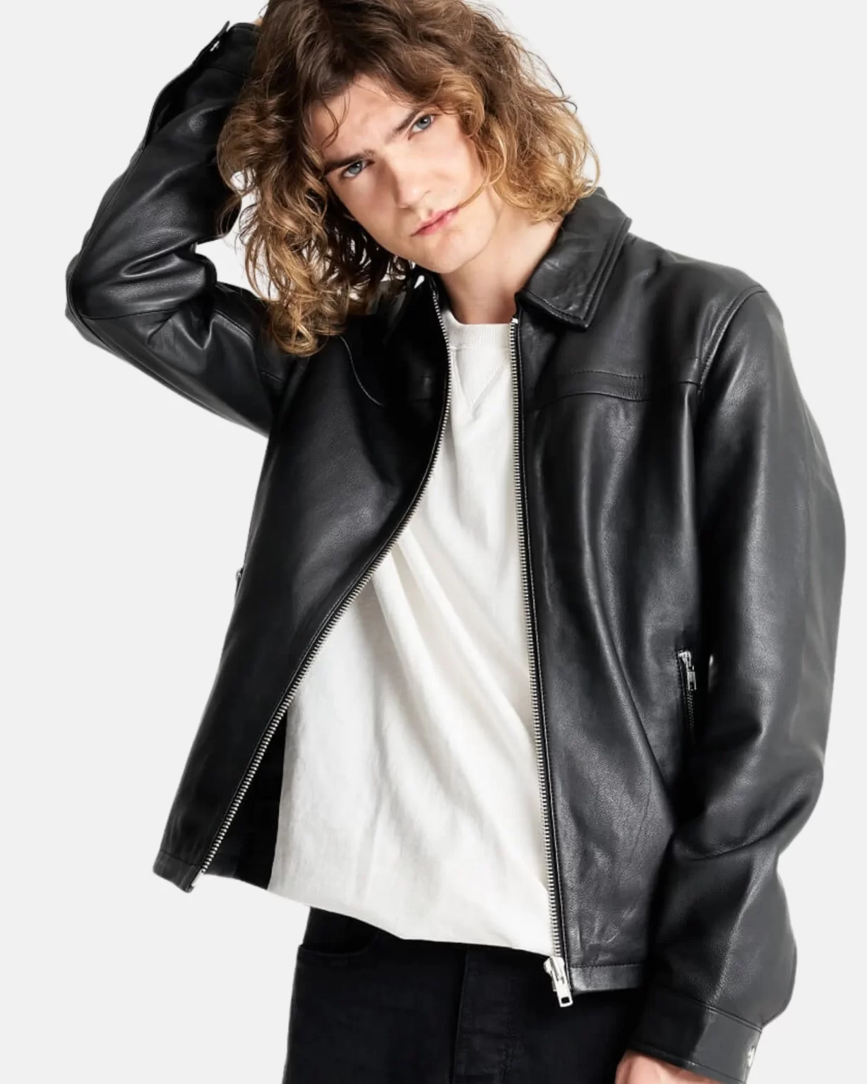 Mens Cowhide Longways Leather Blazer