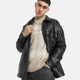 Men's Over sized Cowhide Longways Leather Blazer