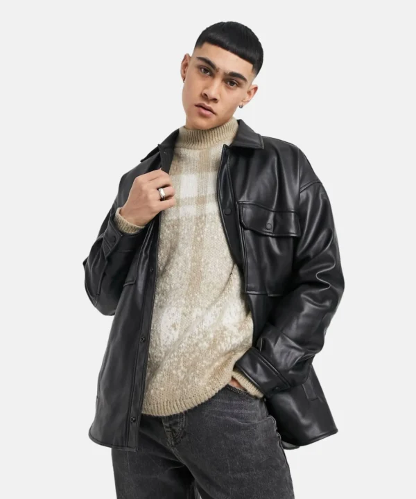 Mens Cowhide Longways Leather Blazer