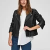 Women Biker Black Real leather Jacket